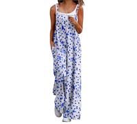 Générique Salopette Femme Combinaison Femme été Floral Imprimé décontractée Fluide Jumpsuit Boheme Salopette sans Manches Overalls avec Poche Ample Tenue#1