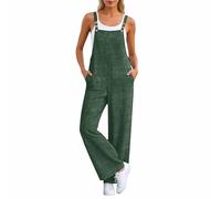 Générique Salopette Femme Longue à Bretelles Jambes Larges Ample Style Décontracté Délavé Été Confortable et Chic Combinaison Pantalon Tendance Urbain Ou Plage Mode Féminine Casual