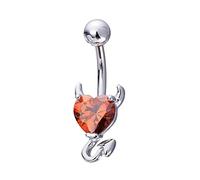 Générique Salopette Fille Jupe Le Corps Bouton Nombril Coeur Goujon haltères Piercing Nombril Paillette (Red, One Size)