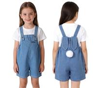 Générique Salopette Lapin Pâques pour Enfant Filles Combinaison Denim Oreilles et Queue Pompon, Amusant Mignon Doux Respirant Coupe Ample Salopette avec Poches pour Quotidienne et Chasse aux œufs