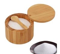 Générique Salt Cellar, Wood Bowl, 3.54x3.54x2.36in Seasoning Box, Magnetic Lid, Storage Container for Kitchen Countertops, Pantry Shelf, Organization, Cooking Prep, Home Use, Rustic Style