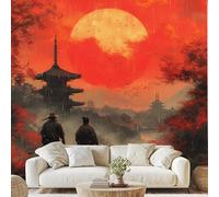 Générique Samouraï Japonais Papier Peint Intissél Coucher De Soleil Papier Peint Mural Architecture Japonaise Papier Peint Autocollant Mural 400 x 280 cm pour Chambre Salle De Bain Salon