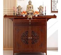 Générique Sanctuaire Bouddhique Table De MéDitation Bambou Multi-éTagéEs avec Rangement, Meuble Chinois for Culte Domestique, PrièRe Coulissant, Compatible Chambre, Salon, Lieu De DéVotion(120cm)