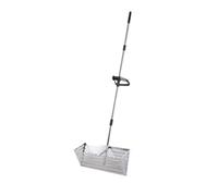Générique Sand Sifter Multifonction avec Poignée Confortable Râteau à Sable Large Panier Scooper Métallique pour Plage et Litière Matière Acier Carbone Adapté A, Argent