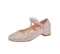 Générique Sandale Bebe Garcon Filles chaussures de danse or argent paillettes princesse chaussures bout fermé talon bas à paillettes fines fête de mariage