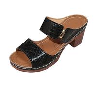 Générique Sandale Blanche Mules Femme Été Chaussures Orthopediques Femmes Dames Mode Couleur Unie En Cuir Bout Ouvert Talon Compensé Été Avec Boucle Réglable Confortables Pour Maison Piscine Plage
