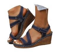 Générique Sandale Compensee Femme Eté Sandales De Marche En Cuir Fleur Brodée Vintage Décontracté Semelle Souple Orthopédique Voûte Plantaire Sandales D'été Pour Femme Orthopédiques Fermées