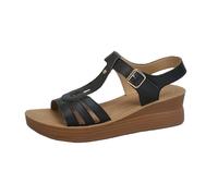 Générique Sandale Compensee Femme Eté Sandales Été Confortable Compensées Chaussures Antidé Rapantes Respirantes Et Nu-Pieds Bohême Bout Ouvert Avec Talon Plateforme Comfy Taille 36-43 (Noir,39)