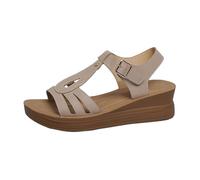 Générique Sandale Compensee Femme Eté Sandales Été Confortable Compensées Chaussures Antidé Rapantes Respirantes Et Nu-Pieds Bohême Bout Ouvert Avec Talon Plateforme Comfy Taille 36-43 (Kaki,38)
