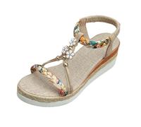 Générique Sandale compensées à semelle épaisse pour femme printemps été, élastiques, creuses et confortables, modèles tendance pour la plage, le shopping, les vacances et les sorties décontractées
