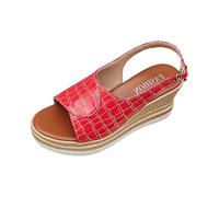 Générique Sandale Confort Femme Chaussure Confortable Pantoufles Léger Basket De Danse Mules À Talons Clairs Sandales Adaptées À La Plage D'Été Douche Natation Sport (Rouge,36.5)