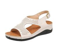 Générique Sandale Confort Femme Chaussure Randonnée Compensées Plateforme Pantoufles Basket Compensée Sabot De Jardin À Lanières Claquettes Avec Point Reflexologie (Blanc,41)