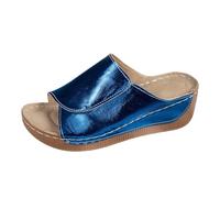 Générique Sandale Cuir Femme Nu-Pied Confort Plateforme Chaussures De Vacances Antidérapantes Respirantes Tong Bout Ouvert Vintage Claquette Femmes Printemps Été Compensées Semelles Épaisses