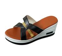 Générique Sandale Femme Confortable Compensée, Orthopedique Nu Pieds Mode Été Larges Pied Chaussures Compensées Sandalette Sandales Soutien Voute Plantaire, Sandales Femme Été Compensées Remonte