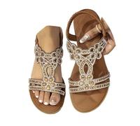 Générique Sandale Femme d'été plates et pour Mule Femme Séparateur d'orteils romains larges élégantes Sandales de plage à lanières Tongs Pieds larges Pantoufles orthopédiques en Chaussons(Café,36)