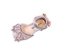 Générique Sandale Fille Printemps automne nouveaux enfants filles plat perle cristal chaussures arc princesse chaussures en cuir couleur unie filles décontractées