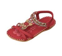 Générique Sandale Orthopédique Femme Été Bohême Chaussures Élégantes Bout Ouvert Élastique Sangle Strass Sandales Confortables Léger Avec Support Plates Orthopédiques Chaussures