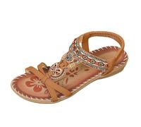 Générique Sandale Orthopédique Femme Été Bohême Chaussures Élégantes Bout Ouvert Élastique Sangle Strass Sandales Confortables Léger Avec Support Plates Orthopédiques Chaussures
