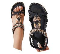 Générique Sandale Orthopédique Femme Été Bohême Chaussures Élégantes Bout Ouvert Élastique Sangle Strass Sandales Confortables Léger Avec Support Plates Orthopédiques Chaussures