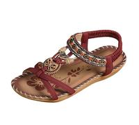 Générique Sandale Orthopédique Femme Été Bohême Chaussures Élégantes Bout Ouvert Élastique Sangle Strass Sandales Confortables Léger Avec Support Plates Orthopédiques Chaussures