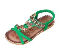 Générique Sandale Orthopédique Femme Été Bohême Chaussures Élégantes Bout Ouvert Élastique Sangle Strass Sandales Confortables Léger Avec Support Plates Orthopédiques Chaussures