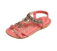 Générique Sandale Orthopédique Femmes Été Bohême Chaussures Élégantes Bout Ouvert Élastique Sangle Strass Sandales Confortables Léger Avec Support Plates Orthopédiques Chaussures