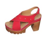 Générique sandale orthopedique,Summer New Plus Size Thick High Heeled Sandals With A Back Strap And Thick Sole Casual Sandals For Women Chaussures Confortables Et Élégantes(Red,35)