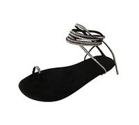 Générique Sandale Plate Femme Confortable Sandales Confort Flat Clip Sandales Croisées de Strap Poinçon pour Femmes pour Femmes Chaussures Femme Été Plateforme (Black,38)
