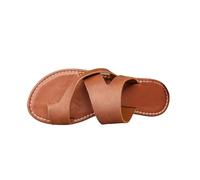 Générique Sandale Plate Femme Confortable Sandales Noires Sandales Plates Décontractées D'Été pour Femmes,Lanières,Anneau 'Orteil,Clip,Claquettes Légères,Chaussures Orthopédiques Femme (Brown,38)