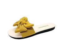Générique Sandale Plate Femme Pieds Larges Sandale Ete Sandales Romaines À Nœud Plat En Tissu Tricoté pour Femmes Sabot de Jardin Femme Chaussure Compensee Ete (Yellow,39)
