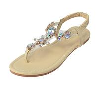 générique sandale plateforme Sandales CompenséEs Mesdames éTé Strass Bande éLastique Plat Tongs Sandales De Plage ExtéRieure Respirantes Bout Ouvert Soutien Plantaire OrthopéDique Pantoufles Kaki 40