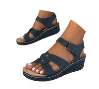 Générique Sandales à talon compensé à plateforme pour femmes,Sandales Espadrilles Habillées d'Été à Bride de Cheville et Bout Ouvert