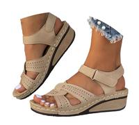 Générique Sandales à talon compensé à plateforme pour femmes,Sandales Espadrilles Habillées d'Été à Bride de Cheville et Bout Ouvert