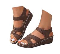 Générique Sandales à talon compensé à plateforme pour femmes,Sandales Espadrilles Habillées d'Été à Bride de Cheville et Bout Ouvert