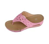 Générique Sandales Blanches Femme Chaussure Orthopédique Pantoufles D'Été À Talons Compensés pour Femmes,Style Rétro,Style Ethnique,Décontractées,Simples,pour Chaussures Femme Été Sandales (Pink,37)