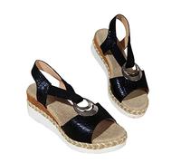 Générique Sandales Blanches Femme Chaussures Orthopédiques Chaussures À Fond De Pente Décontractée Sandales pour Femmes À La Pente pour Femmes D'Été Avec Des Femme Confort (Black,40)