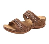 Générique Sandales Blanches Femme Orthopedique Chaussure Été Sliders Pantoufles Chaussures Sandales D'Été pour Femmes Chaussures À Semelles Compensées Sur Sangle Chaussure Femme (Brown,39)