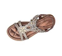 Générique sandales boho plates pour femmes -Sandales élégantes et confortables à bride élastique arrière, à sabot ouvert sandales tong d’été avec strass et sangle de cheville