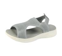 Générique Sandales compensées à talon bas pour femme - Sandales habillées à bout ouvert - Sangle de cheville élastique - Chaussures d'été confortables - Sandales décontractées 18