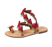Générique Sandales compensées à talon bas pour femme - Sandales habillées à bout ouvert - Sangle de cheville élastique - Chaussures d'été confortables - Sandales décontractées 44