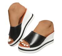 Générique Sandales Compensees Femme Confortable Mules Été Plateforme Bout Ouvert Rome Chaussures Vintage Pantoufles Chaussure Femme Confortable Et Elegante Chaussures Ete Sandale Orthopedique D'été