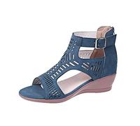 Générique Sandales Compensees Femme Confortable Mules Été Plateforme Bout Ouvert Rome Chaussures Vintage Pantoufles Chaussure Orthopédique Sandales Femme Été Croisées Élégantes Pantoufles D'été