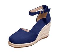 Générique Sandales Compensées Femme Espadrilles Fermées Chaussures à Plateforme à Bout fermé Confort Bride Cheville Espadrilles Compensées Femme Habillées Pour la Plage, les Vacances