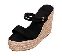 Générique Sandales Compensées Femme Espadrilles Plateforme Plates Chaussures à Bout Fermé Confort Bride Cheville Vintage Vacances Talon Chaussure Compensee Femme élégantes