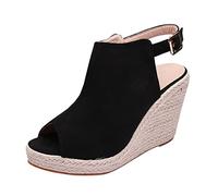Générique Sandales Compensées Femme Été Chaussure Ete Chic Chaussures de Sandales Zapatillas Original Décontracté Marche Compensées À Talons Été é Chaussure Compensee Femme (Black,40)