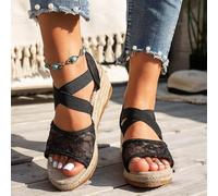 Générique Sandales Compensées Femme Été Chaussures AntidéRapantes Respirantes et Nu-Pieds BohêMe Bout Ouvert avec Talon Plateforme Comfy Semi Trailer Sandales Bohême Perle Cuir Chaussures