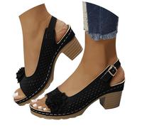 Générique Sandales Compensées Femme Ete Confort Chic Nu Pieds Semelle Confortable Chaussures Antidérapant de Plage Wedges Platform Slipper Bohemia Beach Sandals avec Talon Bloc Sandales