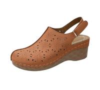 Générique Sandales Compensées Femme Été Romaine - Sandale Femme Confortable Bout Fermé Mules Bout Rond Chaussures Retro Vintage Sabot Chic Mules De Marche Antidérapante Chaussures À Enfiler Sabots