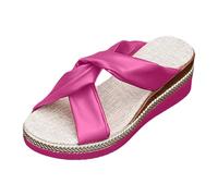 Générique Sandales Compensées Femme Été Sandales Orthopédiques À Bout Ouvert Pour Femme Compensées Avec Bande Croisée Pantoufles D'été Anatomiques Confortables Fabriqué En Italie