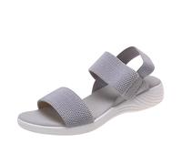 Générique Sandales CompenséEs Femme Été surdimensionné commerce extérieur chaussures pour femmes décontracté bande élastique sangle arrière mouche tissé semelle plate sandales(Grey,42)